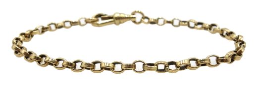 9ct gold cable link bracelet with clip stamped 9.375, approx 6.