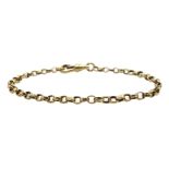 9ct gold cable link bracelet with clip stamped 9.375, approx 6.