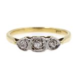 Early 20th century gold three stone old cut diamond ring,