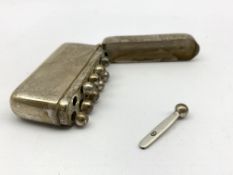 Silver shooting butt marker containing ten numbered pegs 4cm x 6.