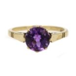 9ct gold round amethyst ring,