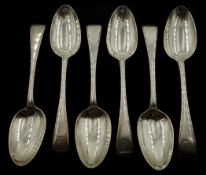 Four Victorian silver tablespoons, Old English thread pattern by Chawner & Co,