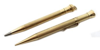 Sampson 'Morden Everpoint Patent 179005' 9ct gold propelling pencil, engine turned decoration,