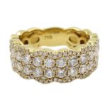 18ct gold diamond half eternity band stamped 750, total diamond weight 1.