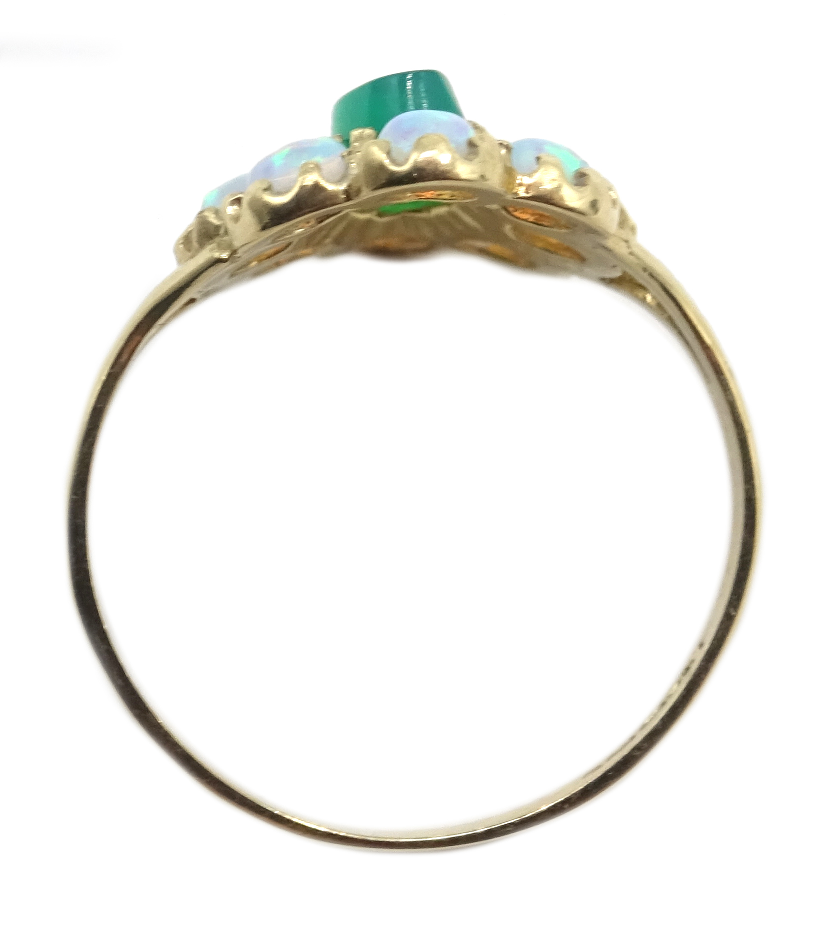 9ct gold opal and green agate cluster ring, - Image 3 of 3