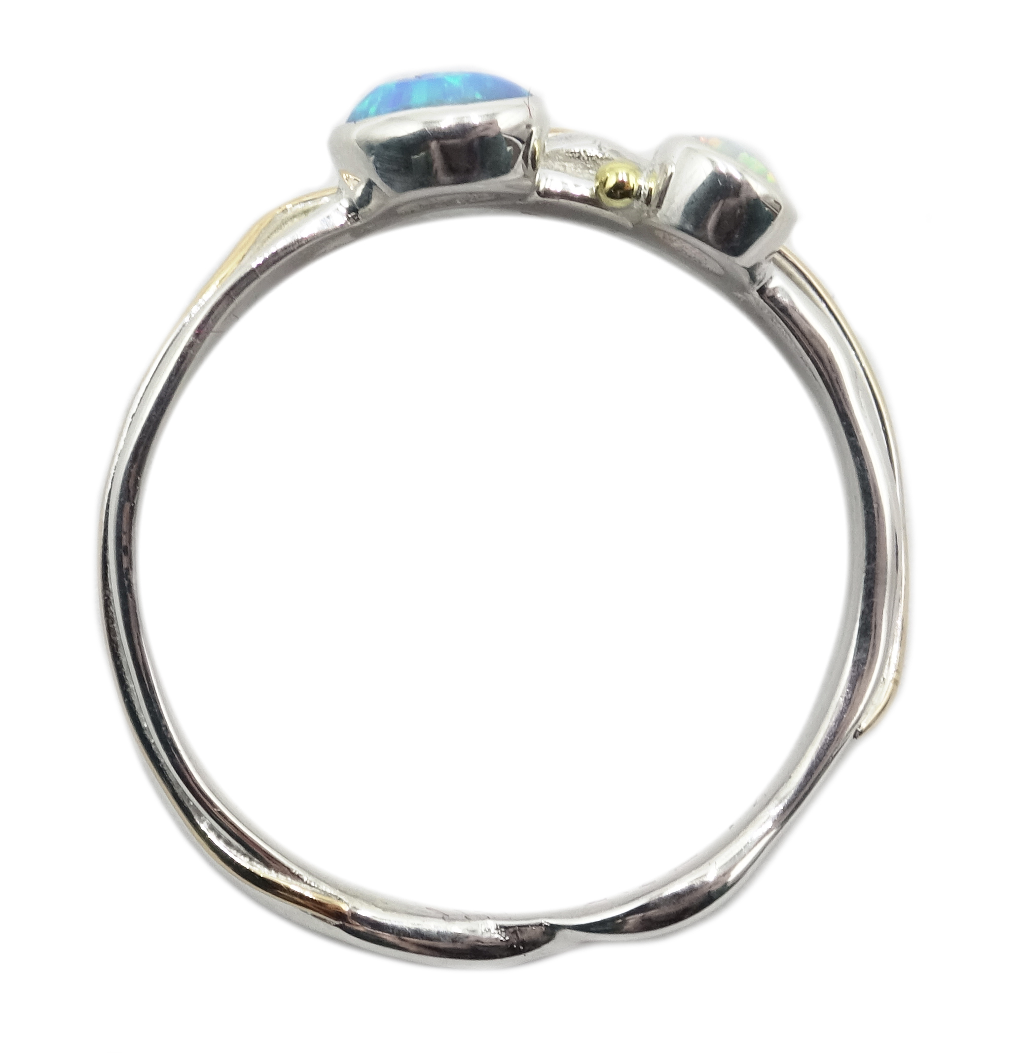 Silver and 14ct gold wire opal ring, - Image 3 of 3