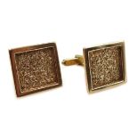 Pair of gold square cufflink's, stamped 9ct, approx 11.