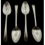 Four George III silver silver dessert spoons, Old English thread pattern by Stephen Adams II,