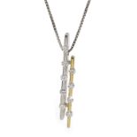 18ct yellow and white gold two row diamond pendant necklace,