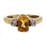 9ct gold citrine and cubic zirconia ring,