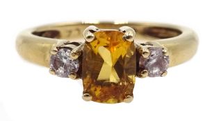 9ct gold citrine and cubic zirconia ring,