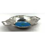 Art Nouveau Liberty polished pewter and blue enamel two handled dish designed by Archibald Knox No.