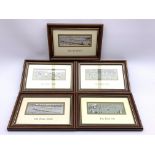 Five limited edition Stevengraph type woven silk pictures by J. & J.