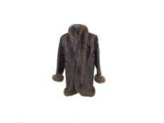 Brown shaved astrakhan and fox fur, German as per label, size 14-16,