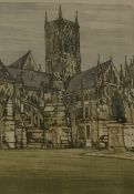 Richard Beer (British 1928-2017): Lincoln' Cathedral ltd.ed etching with aquatint No.