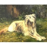 Edna Bizon (British 1929-2016): Portrait of a Briard in a Garden,