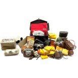 Collection of vintage cameras and accessories including, Praktica 'TTLAT' camera body,