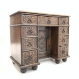 Early 20th century oak knee hole desk,