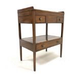 Late 19th century mahogany side table, with three quarter galleried top above two short drawers,
