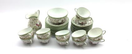 Victoria Austria tea set decorated with birds and flowers comprising twelve cups,