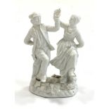 Mid 18th Century Meissen blanc de chine group of two dancers in peasant costume and on a floral