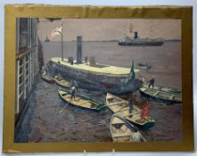Norman Wilkinson (British 1878-1971): Passenger Transfer from a Steam Ship,