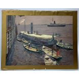 Norman Wilkinson (British 1878-1971): Passenger Transfer from a Steam Ship,