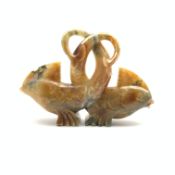 Carved Italian marble ornamental figure of a pair of intertwined fish,