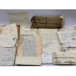 Quantity of ephemeral items including letters,