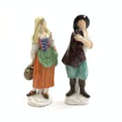 Pair of rare 18th Century Naples standing country figures modelled by Filippo Tagliolini,