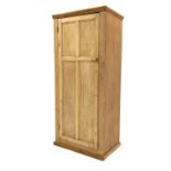 20th century pine wardrobe, with single four panelled door, W79cm, H177cm,