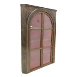 19th century stained pine barrel back corner cupboard,