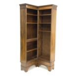 20th century dark oak corner bookcase,