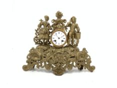 20th century French figural brass mantel clock,