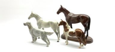 Four Beswick animals, English grey setter A/F,