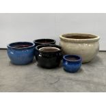 Glazed terracotta belly pot planters in various size and colours,