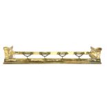 Edwardian pierced brass fire curb with classical decoration L130cm
