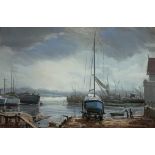 Christopher Assheton-Stones (British 1947-1999): The Boatyard, pastel signed and dated '92,