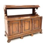 Victorian mahogany mirror back sideboard, raised back with three quarter galleried top,