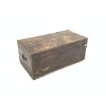 19th century brass bound and inlaid camphor wood chest with carry handle to each end,