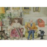 * Harry More Gordon (Scottish 1928-2015): Lord and Lady Harewood in the Sitting Room at Harewood,