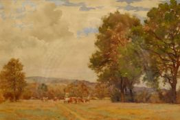 John Dobby Walker (British 1863-1925): 'Cows in Pasture at Caton',