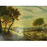 B Kendall (British 20th century): Hull from the Yorkshire Wolds,