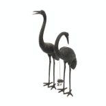 Two bronze style cranes,