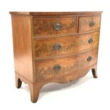 19th centruy mahogany bow front chest of two short and two long drawers,