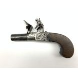 English flintlock pocket pistol, marked 'Nocke London', engraved decoration,