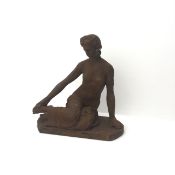 Cast iron figure of sitting lady, H70cm,