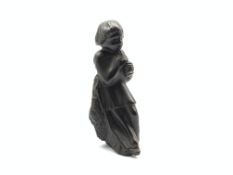 Bronze figure modelled as a child playing an instrument, signed 'Schlender',