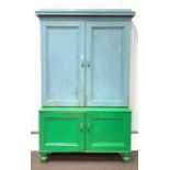 Large 19th century painted pine kitchen cupboard,