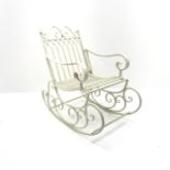 White finish metal rocking chair,